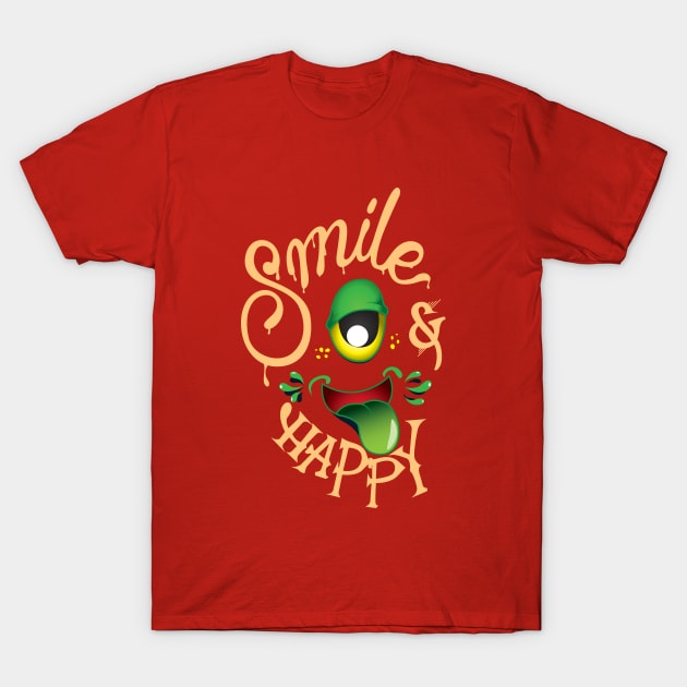 Smile Happy One Eye Monster T-Shirt by Mako Design 